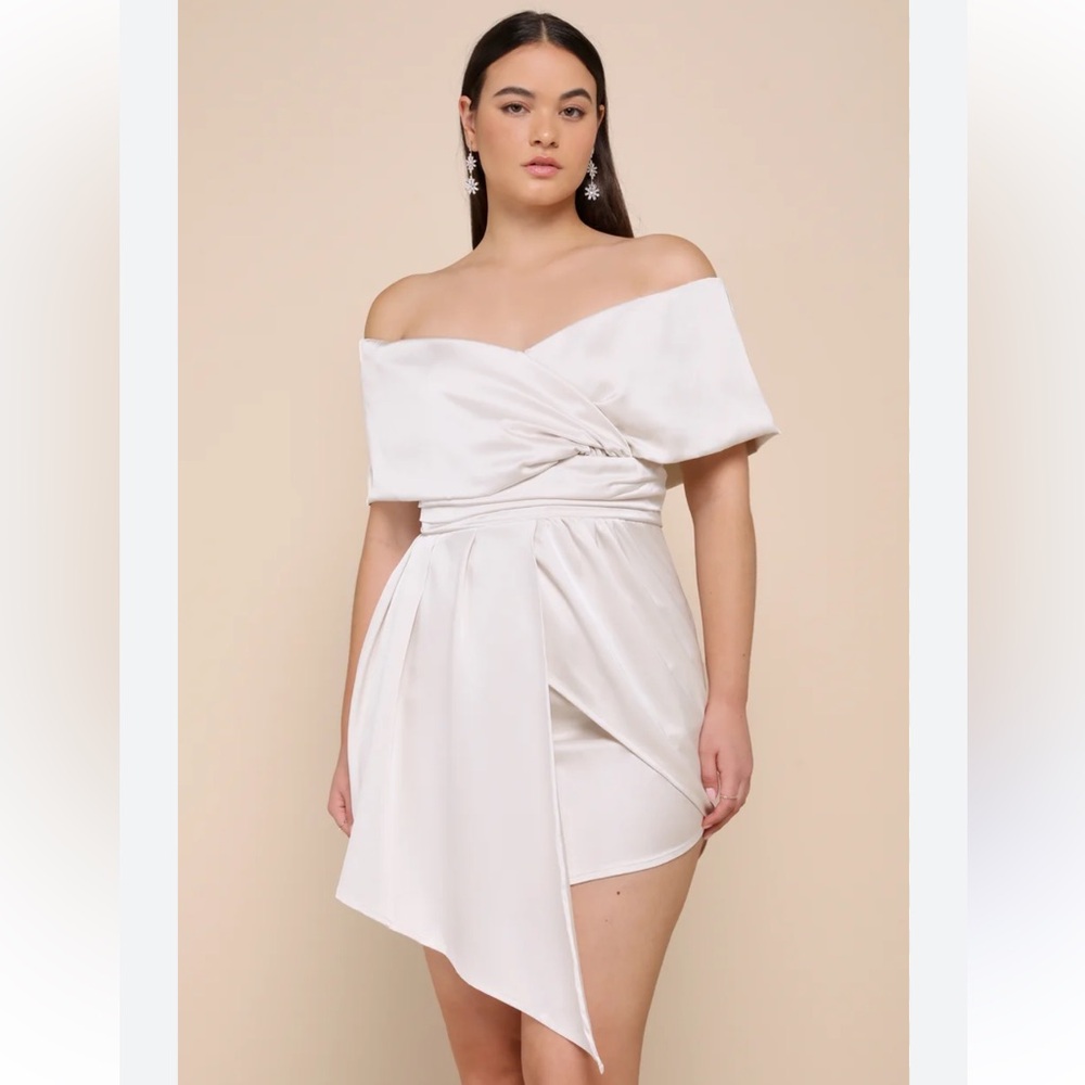 Lulus Always Celebrating Ivory Satin Mini Dress XXL NWT